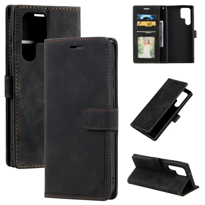 Estuche para teléfono de cuero con cepillo antirrobo Skin Feel, For Samsung Galaxy S22 Ultra 5G, For Samsung Galaxy S22 5G, For Samsung Galaxy S22+ 5G, For Xiaomi Redmi Note 11 Pro 4G, For Xiaomi Redmi Note 11 4G/11S Global