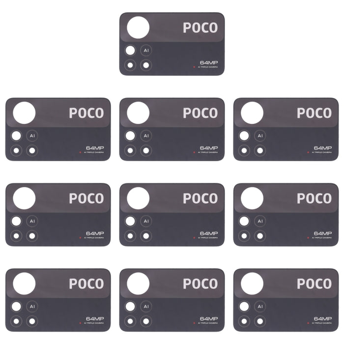 Lente de cámara trasera de 10 piezas, For Xiaomi Redmi K50/Redmi K50 Pro, For XiaomiRedmi Note 11 Pro 4G / Note 11 Pro+ 5G India / Note 11E Pro, For Xiaomi Poco X4 Pro 5G, For Xiaomi Poco M4 Pro 4G, For Xiaomi Poco M3 Pro 5G, For Xiaomi Redmi Note 11T ...