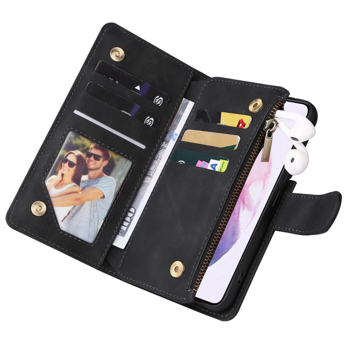 Estuche para teléfono de cuero con cremallera esmerilada multifuncional, For Samsung Galaxy S22+ 5G, For Samsung Galaxy A03s 166.5mm, For Samsung Galaxy A13 5G, For Samsung Galaxy A33 5G, For Samsung Galaxy A53 5G, For Xiaomi Redmi Note 11 Pro China   ...
