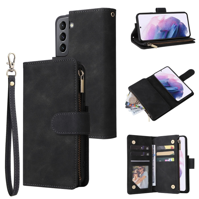 Estuche para teléfono de cuero con cremallera esmerilada multifuncional, For Samsung Galaxy S22+ 5G, For Samsung Galaxy A03s 166.5mm, For Samsung Galaxy A13 5G, For Samsung Galaxy A33 5G, For Samsung Galaxy A53 5G, For Xiaomi Redmi Note 11 Pro China   ...