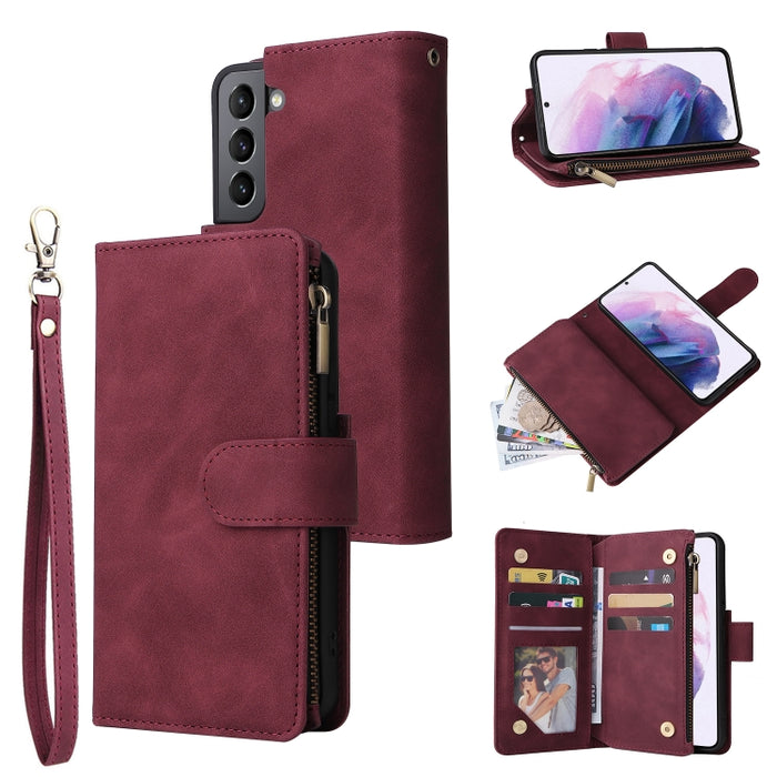 Estuche para teléfono de cuero con cremallera esmerilada multifuncional, For Samsung Galaxy S22+ 5G, For Samsung Galaxy A03s 166.5mm, For Samsung Galaxy A13 5G, For Samsung Galaxy A33 5G, For Samsung Galaxy A53 5G, For Xiaomi Redmi Note 11 Pro China   ...