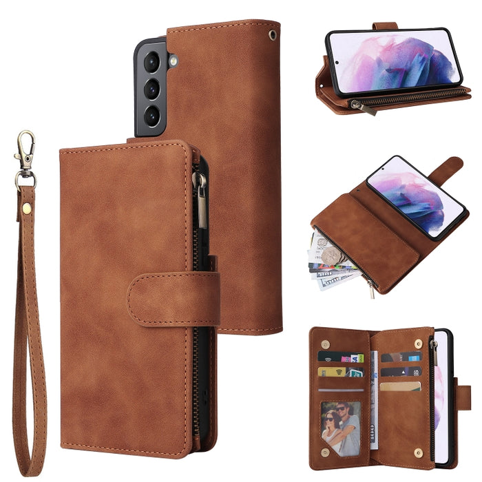 Estuche para teléfono de cuero con cremallera esmerilada multifuncional, For Samsung Galaxy S22+ 5G, For Samsung Galaxy A03s 166.5mm, For Samsung Galaxy A13 5G, For Samsung Galaxy A33 5G, For Samsung Galaxy A53 5G, For Xiaomi Redmi Note 11 Pro China   ...