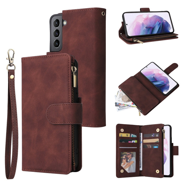 Estuche para teléfono de cuero con cremallera esmerilada multifuncional, For Samsung Galaxy S22+ 5G, For Samsung Galaxy A03s 166.5mm, For Samsung Galaxy A13 5G, For Samsung Galaxy A33 5G, For Samsung Galaxy A53 5G, For Xiaomi Redmi Note 11 Pro China   ...