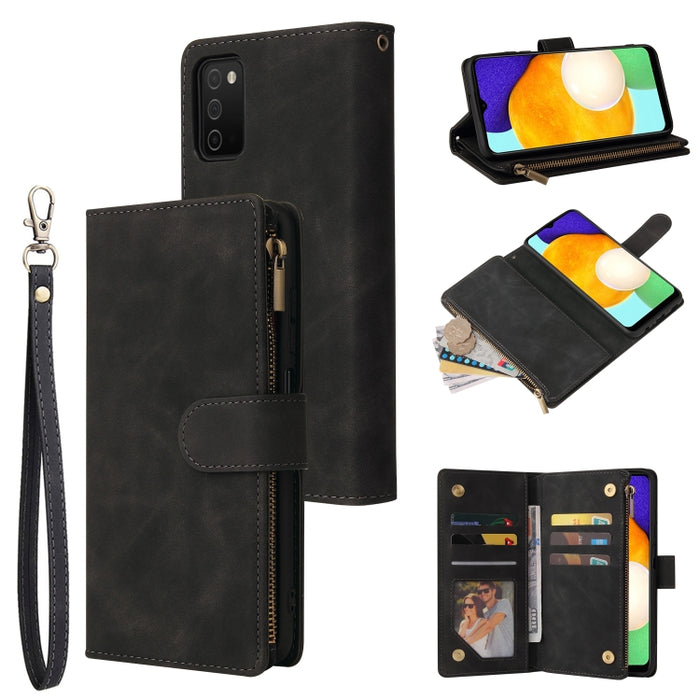 Estuche para teléfono de cuero con cremallera esmerilada multifuncional, For Samsung Galaxy S22+ 5G, For Samsung Galaxy A03s 166.5mm, For Samsung Galaxy A13 5G, For Samsung Galaxy A33 5G, For Samsung Galaxy A53 5G, For Xiaomi Redmi Note 11 Pro China   ...