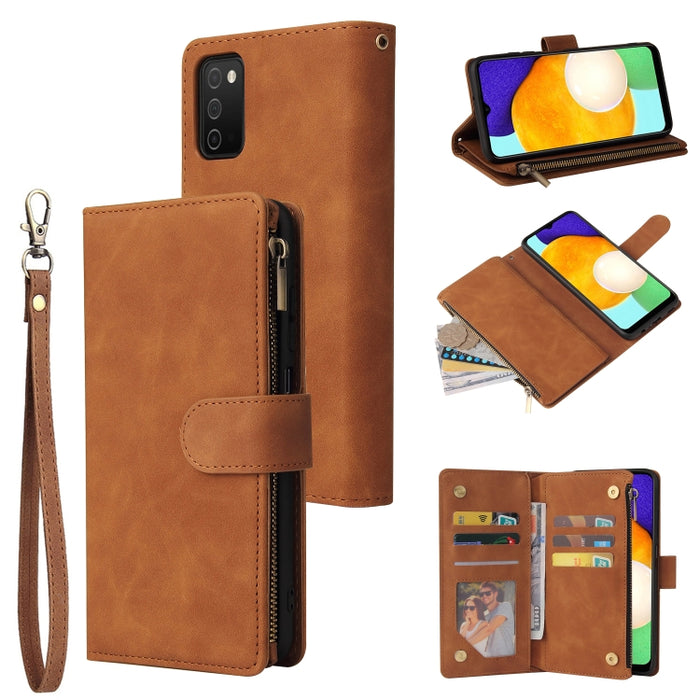 Estuche para teléfono de cuero con cremallera esmerilada multifuncional, For Samsung Galaxy S22+ 5G, For Samsung Galaxy A03s 166.5mm, For Samsung Galaxy A13 5G, For Samsung Galaxy A33 5G, For Samsung Galaxy A53 5G, For Xiaomi Redmi Note 11 Pro China   ...