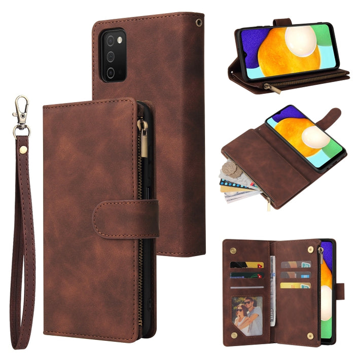 Estuche para teléfono de cuero con cremallera esmerilada multifuncional, For Samsung Galaxy S22+ 5G, For Samsung Galaxy A03s 166.5mm, For Samsung Galaxy A13 5G, For Samsung Galaxy A33 5G, For Samsung Galaxy A53 5G, For Xiaomi Redmi Note 11 Pro China   ...