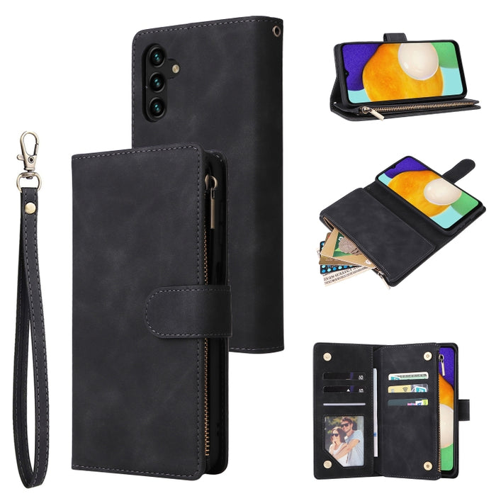 Estuche para teléfono de cuero con cremallera esmerilada multifuncional, For Samsung Galaxy S22+ 5G, For Samsung Galaxy A03s 166.5mm, For Samsung Galaxy A13 5G, For Samsung Galaxy A33 5G, For Samsung Galaxy A53 5G, For Xiaomi Redmi Note 11 Pro China   ...