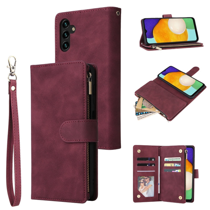 Estuche para teléfono de cuero con cremallera esmerilada multifuncional, For Samsung Galaxy S22+ 5G, For Samsung Galaxy A03s 166.5mm, For Samsung Galaxy A13 5G, For Samsung Galaxy A33 5G, For Samsung Galaxy A53 5G, For Xiaomi Redmi Note 11 Pro China   ...