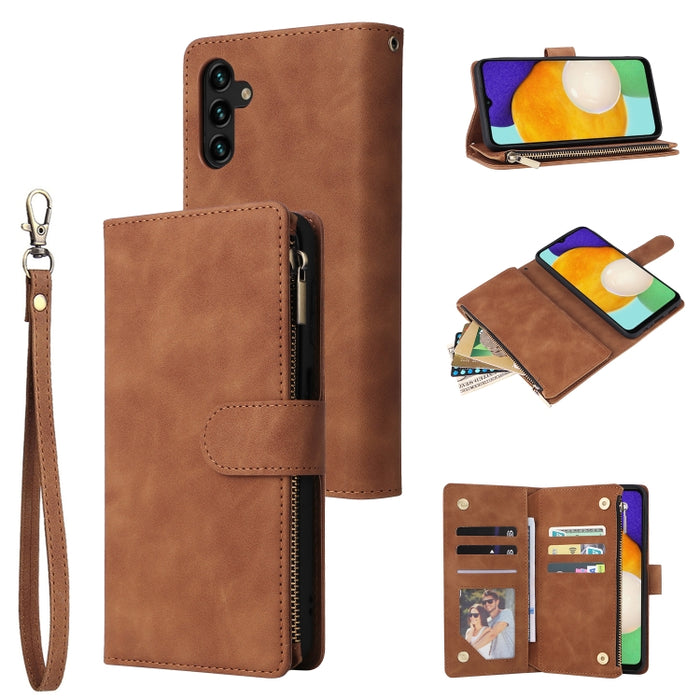 Estuche para teléfono de cuero con cremallera esmerilada multifuncional, For Samsung Galaxy S22+ 5G, For Samsung Galaxy A03s 166.5mm, For Samsung Galaxy A13 5G, For Samsung Galaxy A33 5G, For Samsung Galaxy A53 5G, For Xiaomi Redmi Note 11 Pro China   ...