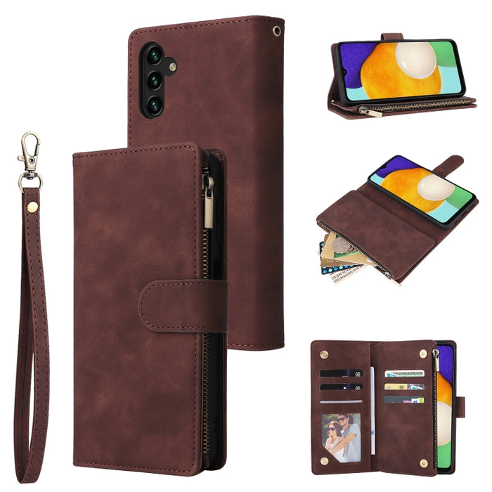 Estuche para teléfono de cuero con cremallera esmerilada multifuncional, For Samsung Galaxy S22+ 5G, For Samsung Galaxy A03s 166.5mm, For Samsung Galaxy A13 5G, For Samsung Galaxy A33 5G, For Samsung Galaxy A53 5G, For Xiaomi Redmi Note 11 Pro China   ...