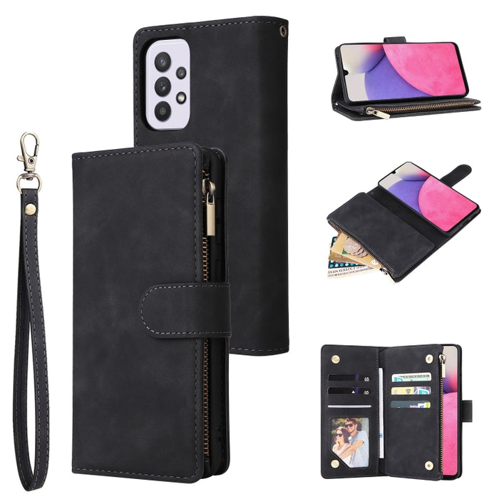 Estuche para teléfono de cuero con cremallera esmerilada multifuncional, For Samsung Galaxy S22+ 5G, For Samsung Galaxy A03s 166.5mm, For Samsung Galaxy A13 5G, For Samsung Galaxy A33 5G, For Samsung Galaxy A53 5G, For Xiaomi Redmi Note 11 Pro China   ...
