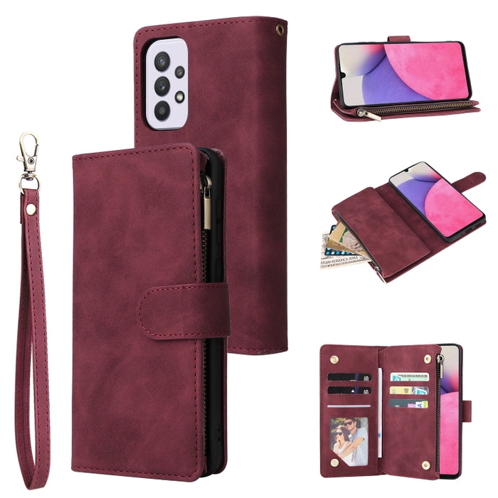 Estuche para teléfono de cuero con cremallera esmerilada multifuncional, For Samsung Galaxy S22+ 5G, For Samsung Galaxy A03s 166.5mm, For Samsung Galaxy A13 5G, For Samsung Galaxy A33 5G, For Samsung Galaxy A53 5G, For Xiaomi Redmi Note 11 Pro China   ...