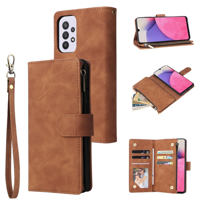 Estuche para teléfono de cuero con cremallera esmerilada multifuncional, For Samsung Galaxy S22+ 5G, For Samsung Galaxy A03s 166.5mm, For Samsung Galaxy A13 5G, For Samsung Galaxy A33 5G, For Samsung Galaxy A53 5G, For Xiaomi Redmi Note 11 Pro China   ...