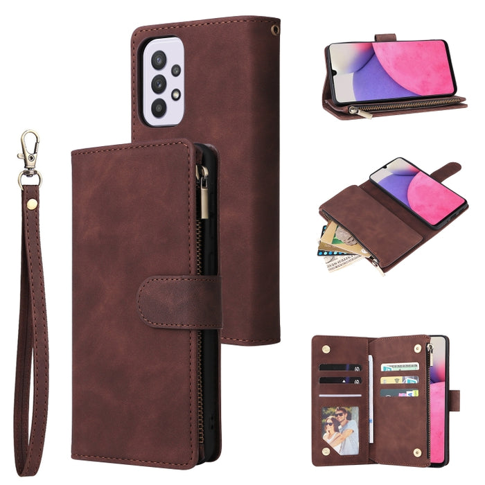 Estuche para teléfono de cuero con cremallera esmerilada multifuncional, For Samsung Galaxy S22+ 5G, For Samsung Galaxy A03s 166.5mm, For Samsung Galaxy A13 5G, For Samsung Galaxy A33 5G, For Samsung Galaxy A53 5G, For Xiaomi Redmi Note 11 Pro China   ...