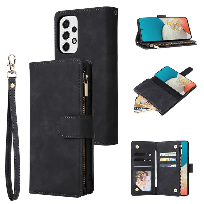 Estuche para teléfono de cuero con cremallera esmerilada multifuncional, For Samsung Galaxy S22+ 5G, For Samsung Galaxy A03s 166.5mm, For Samsung Galaxy A13 5G, For Samsung Galaxy A33 5G, For Samsung Galaxy A53 5G, For Xiaomi Redmi Note 11 Pro China   ...