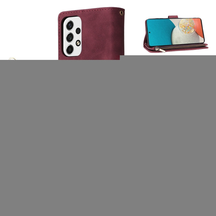 Estuche para teléfono de cuero con cremallera esmerilada multifuncional, For Samsung Galaxy S22+ 5G, For Samsung Galaxy A03s 166.5mm, For Samsung Galaxy A13 5G, For Samsung Galaxy A33 5G, For Samsung Galaxy A53 5G, For Xiaomi Redmi Note 11 Pro China   ...