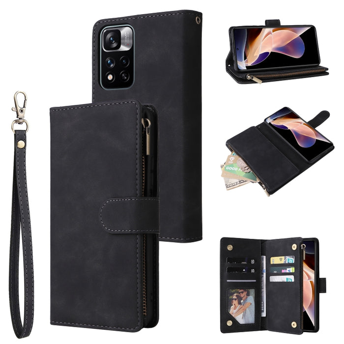 Estuche para teléfono de cuero con cremallera esmerilada multifuncional, For Samsung Galaxy S22+ 5G, For Samsung Galaxy A03s 166.5mm, For Samsung Galaxy A13 5G, For Samsung Galaxy A33 5G, For Samsung Galaxy A53 5G, For Xiaomi Redmi Note 11 Pro China   ...