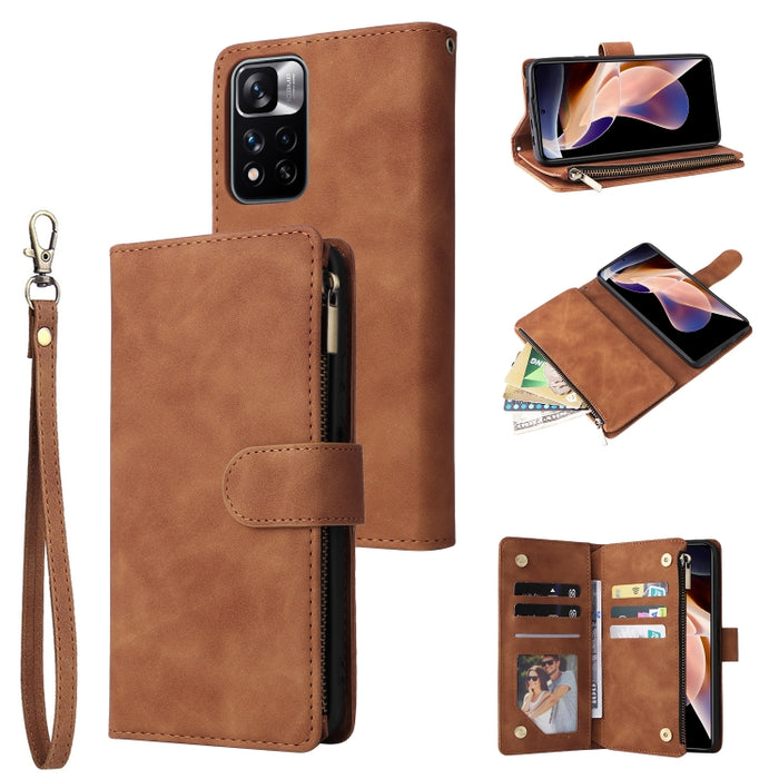 Estuche para teléfono de cuero con cremallera esmerilada multifuncional, For Samsung Galaxy S22+ 5G, For Samsung Galaxy A03s 166.5mm, For Samsung Galaxy A13 5G, For Samsung Galaxy A33 5G, For Samsung Galaxy A53 5G, For Xiaomi Redmi Note 11 Pro China   ...