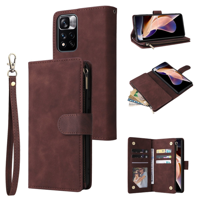 Estuche para teléfono de cuero con cremallera esmerilada multifuncional, For Samsung Galaxy S22+ 5G, For Samsung Galaxy A03s 166.5mm, For Samsung Galaxy A13 5G, For Samsung Galaxy A33 5G, For Samsung Galaxy A53 5G, For Xiaomi Redmi Note 11 Pro China   ...