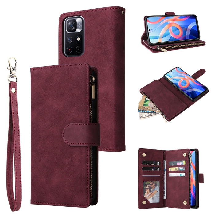 Estuche para teléfono de cuero con cremallera esmerilada multifuncional, For Samsung Galaxy S22+ 5G, For Samsung Galaxy A03s 166.5mm, For Samsung Galaxy A13 5G, For Samsung Galaxy A33 5G, For Samsung Galaxy A53 5G, For Xiaomi Redmi Note 11 Pro China   ...