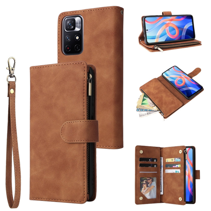 Estuche para teléfono de cuero con cremallera esmerilada multifuncional, For Samsung Galaxy S22+ 5G, For Samsung Galaxy A03s 166.5mm, For Samsung Galaxy A13 5G, For Samsung Galaxy A33 5G, For Samsung Galaxy A53 5G, For Xiaomi Redmi Note 11 Pro China   ...