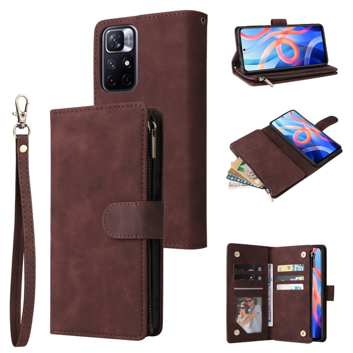 Estuche para teléfono de cuero con cremallera esmerilada multifuncional, For Samsung Galaxy S22+ 5G, For Samsung Galaxy A03s 166.5mm, For Samsung Galaxy A13 5G, For Samsung Galaxy A33 5G, For Samsung Galaxy A53 5G, For Xiaomi Redmi Note 11 Pro China   ...