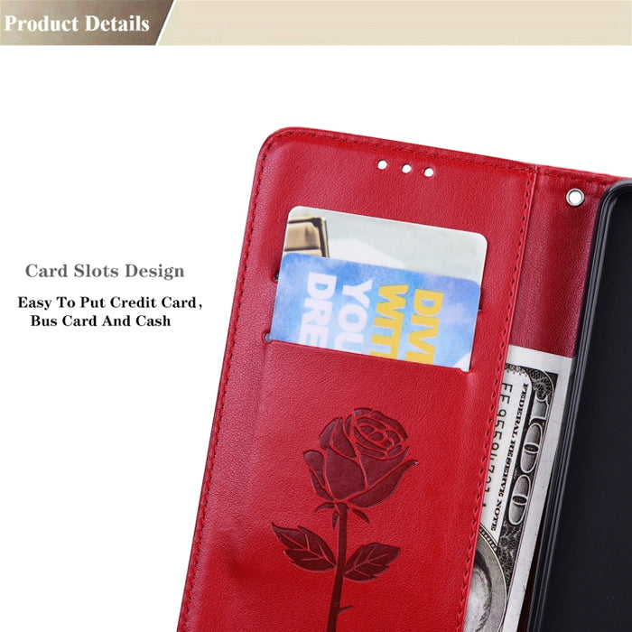 Estuche para teléfono de cuero en relieve Rose, For Xiaomi Redmi 10C, For Huawei nova 8i, For Huawei nova 9, For Honor X8, For Samsung Galaxy A13 4G, For Samsung Galaxy A23