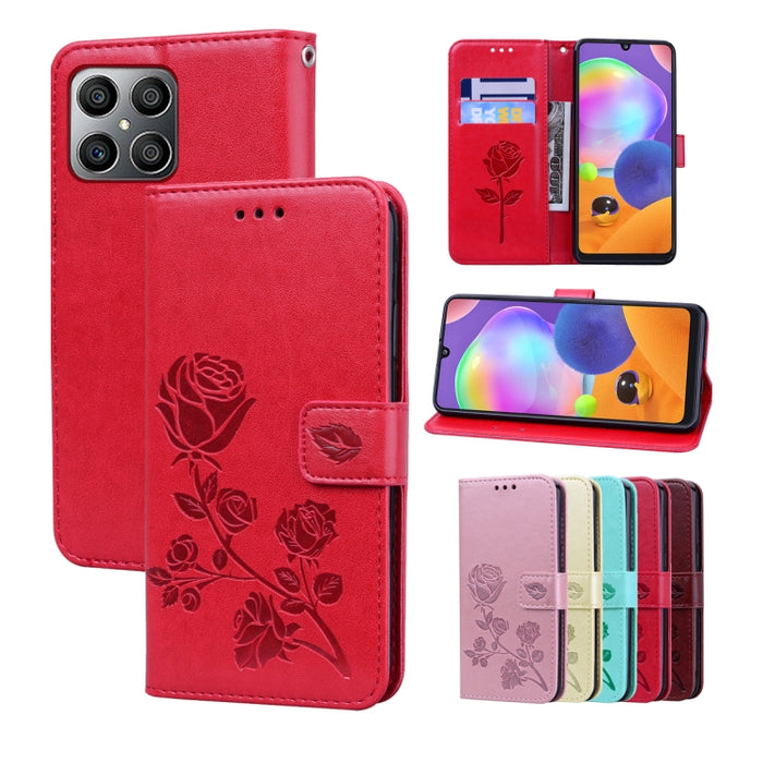Estuche para teléfono de cuero en relieve Rose, For Xiaomi Redmi 10C, For Huawei nova 8i, For Huawei nova 9, For Honor X8, For Samsung Galaxy A13 4G, For Samsung Galaxy A23