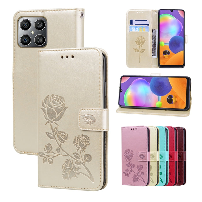 Estuche para teléfono de cuero en relieve Rose, For Xiaomi Redmi 10C, For Huawei nova 8i, For Huawei nova 9, For Honor X8, For Samsung Galaxy A13 4G, For Samsung Galaxy A23