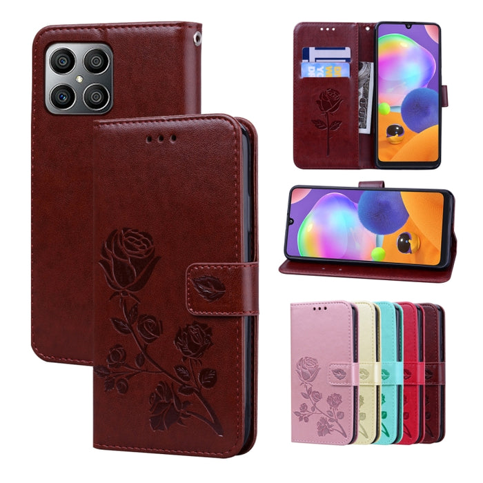 Estuche para teléfono de cuero en relieve Rose, For Xiaomi Redmi 10C, For Huawei nova 8i, For Huawei nova 9, For Honor X8, For Samsung Galaxy A13 4G, For Samsung Galaxy A23