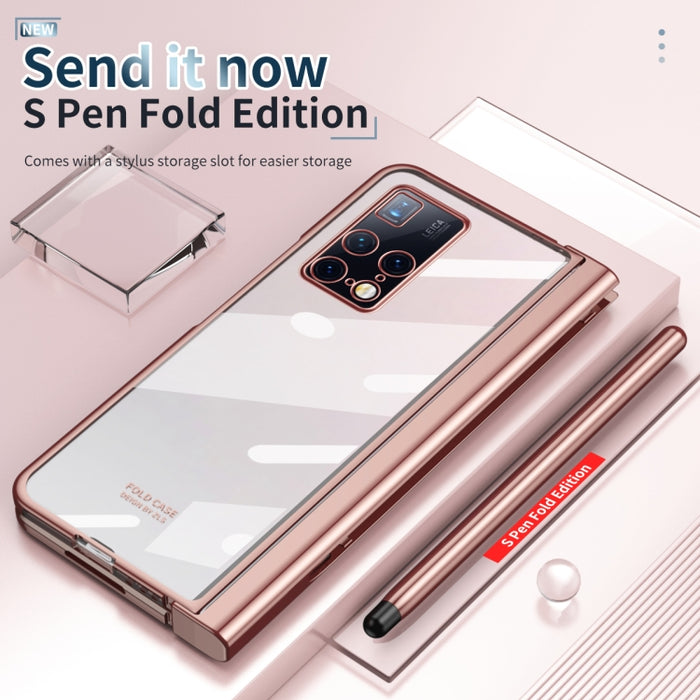 Estuche para teléfono con bisagra de galvanoplastia con lápiz óptico, For Huawei Mate X2, For Honor Magic V, For Samsung Galaxy Z Fold2 5G, For Xiaomi Mi Mix Fold, For Samsung Galaxy Z Fold2 5G with Film