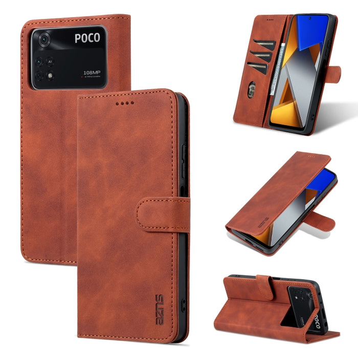 AZNS Skin Feel Calf Texture Flip Funda de cuero para teléfono, For Xiaomi Redmi 10C / Redmi 10 India, For Xiaomi Poco X4 Pro 5G