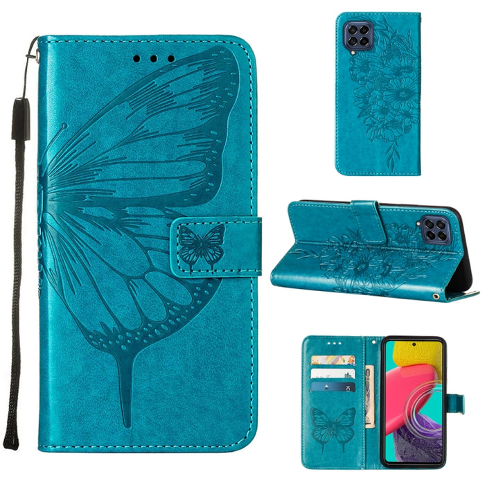 Estuche para teléfono de cuero con mariposa en relieve, For Samsung Galaxy M53 5G