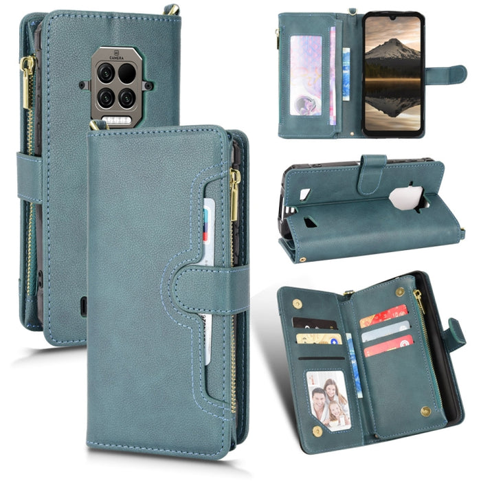 Estuche para teléfono de cuero con cremallera y textura Litchi, For Doogee S86 / S86 Pro, For Doogee S88 Pro / S88 Plus, For Doogee X96 Pro, For Sharp Aquos Zero6 / Aquos Air, For Sharp Aquos Wish, For Motorola Moto E40 / E30 / E20                     ...