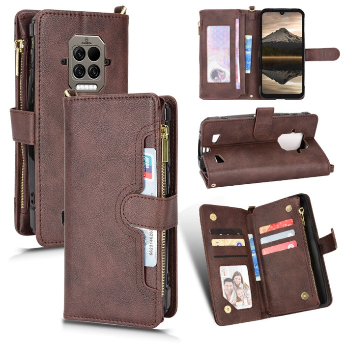 Estuche para teléfono de cuero con cremallera y textura Litchi, For Doogee S86 / S86 Pro, For Doogee S88 Pro / S88 Plus, For Doogee X96 Pro, For Sharp Aquos Zero6 / Aquos Air, For Sharp Aquos Wish, For Motorola Moto E40 / E30 / E20                     ...