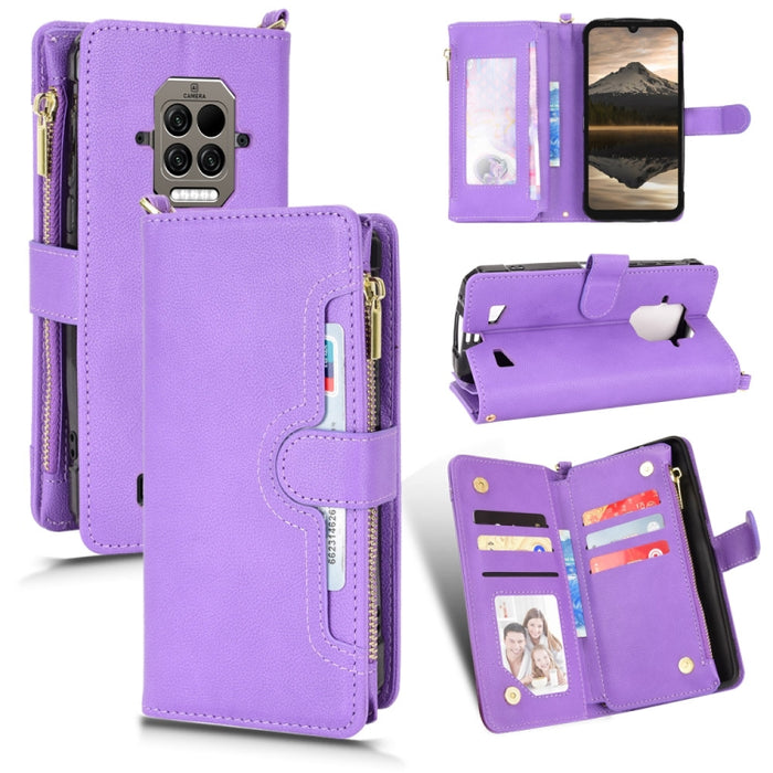 Estuche para teléfono de cuero con cremallera y textura Litchi, For Doogee S86 / S86 Pro, For Doogee S88 Pro / S88 Plus, For Doogee X96 Pro, For Sharp Aquos Zero6 / Aquos Air, For Sharp Aquos Wish, For Motorola Moto E40 / E30 / E20                     ...