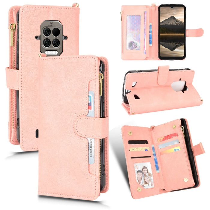 Estuche para teléfono de cuero con cremallera y textura Litchi, For Doogee S86 / S86 Pro, For Doogee S88 Pro / S88 Plus, For Doogee X96 Pro, For Sharp Aquos Zero6 / Aquos Air, For Sharp Aquos Wish, For Motorola Moto E40 / E30 / E20                     ...