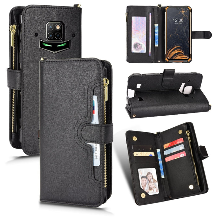 Estuche para teléfono de cuero con cremallera y textura Litchi, For Doogee S86 / S86 Pro, For Doogee S88 Pro / S88 Plus, For Doogee X96 Pro, For Sharp Aquos Zero6 / Aquos Air, For Sharp Aquos Wish, For Motorola Moto E40 / E30 / E20                     ...