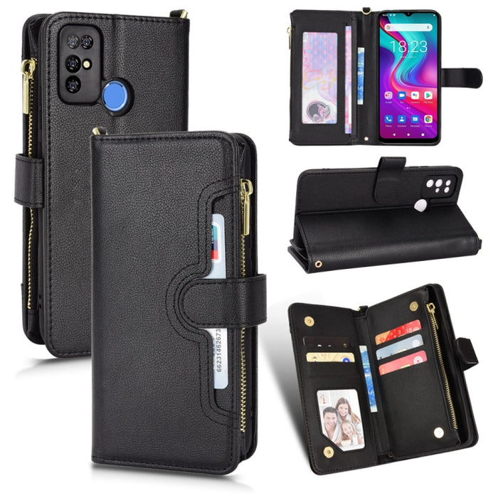 Estuche para teléfono de cuero con cremallera y textura Litchi, For Doogee S86 / S86 Pro, For Doogee S88 Pro / S88 Plus, For Doogee X96 Pro, For Sharp Aquos Zero6 / Aquos Air, For Sharp Aquos Wish, For Motorola Moto E40 / E30 / E20                     ...