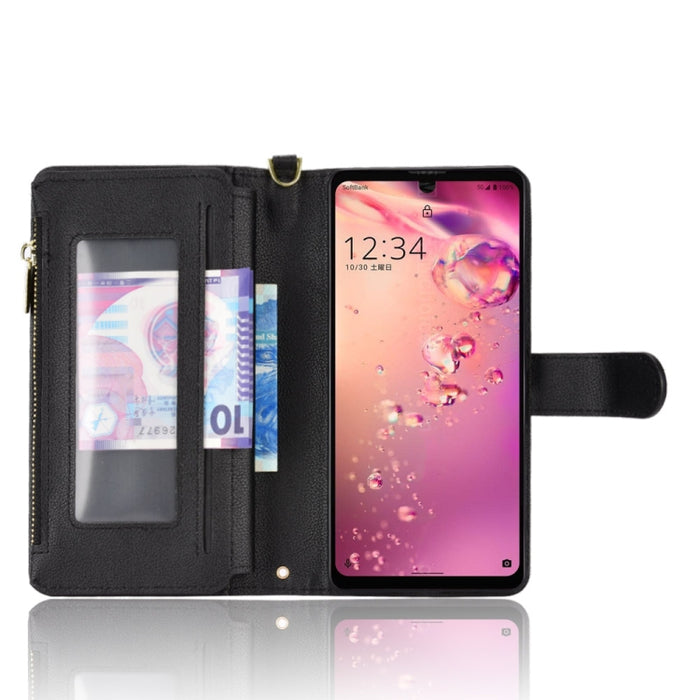 Estuche para teléfono de cuero con cremallera y textura Litchi, For Sharp Aquos Zero6 / Aquos Air, For Sharp Aquos Wish, For Motorola Moto E40 / E30 / E20, For Motorola Edge X30 / Edge 30 Pro /Edge+ 2020, For Motorola Moto G Stylus 5G  2021            ...