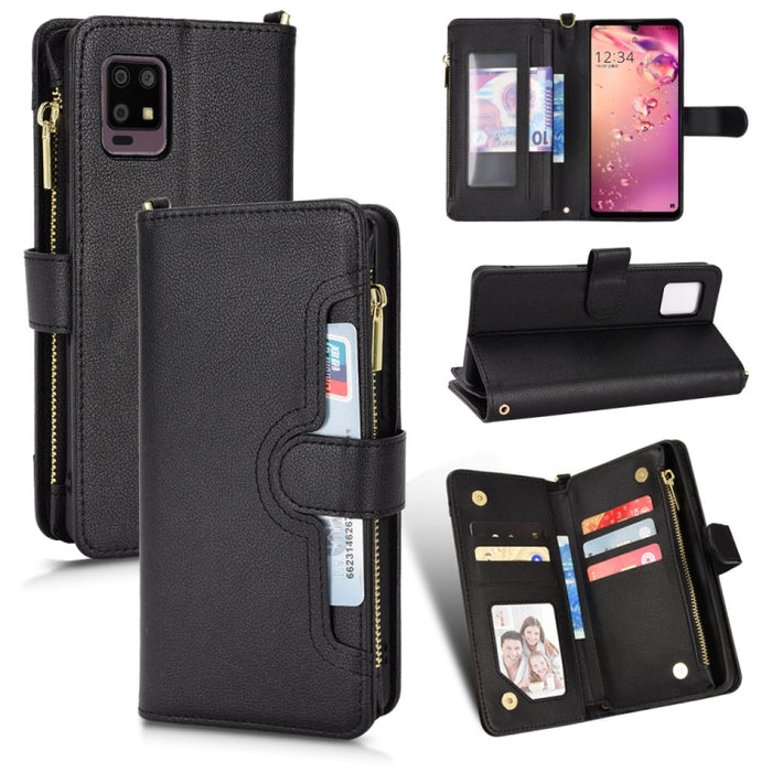 Estuche para teléfono de cuero con cremallera y textura Litchi, For Doogee S86 / S86 Pro, For Doogee S88 Pro / S88 Plus, For Doogee X96 Pro, For Sharp Aquos Zero6 / Aquos Air, For Sharp Aquos Wish, For Motorola Moto E40 / E30 / E20                     ...