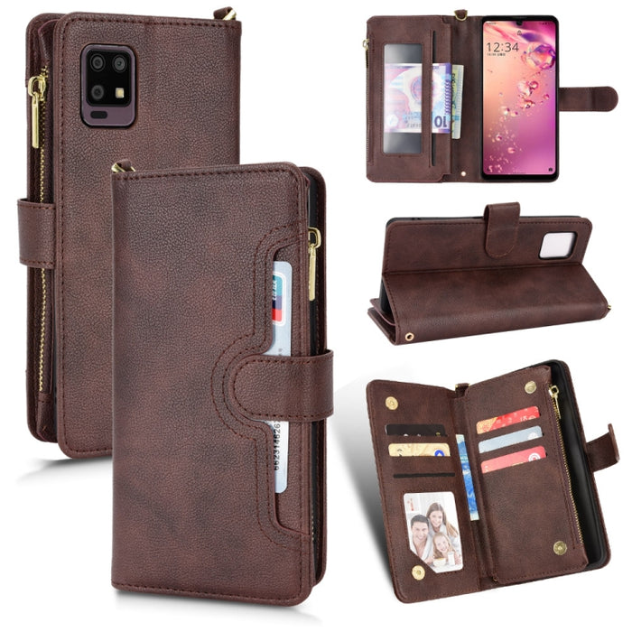 Estuche para teléfono de cuero con cremallera y textura Litchi, For Doogee S86 / S86 Pro, For Doogee S88 Pro / S88 Plus, For Doogee X96 Pro, For Sharp Aquos Zero6 / Aquos Air, For Sharp Aquos Wish, For Motorola Moto E40 / E30 / E20                     ...