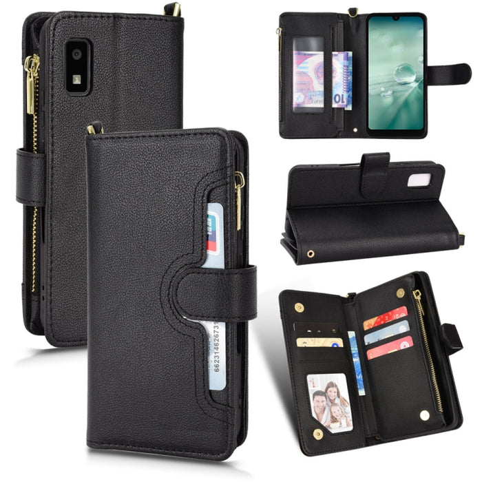 Estuche para teléfono de cuero con cremallera y textura Litchi, For Doogee S86 / S86 Pro, For Doogee S88 Pro / S88 Plus, For Doogee X96 Pro, For Sharp Aquos Zero6 / Aquos Air, For Sharp Aquos Wish, For Motorola Moto E40 / E30 / E20                     ...