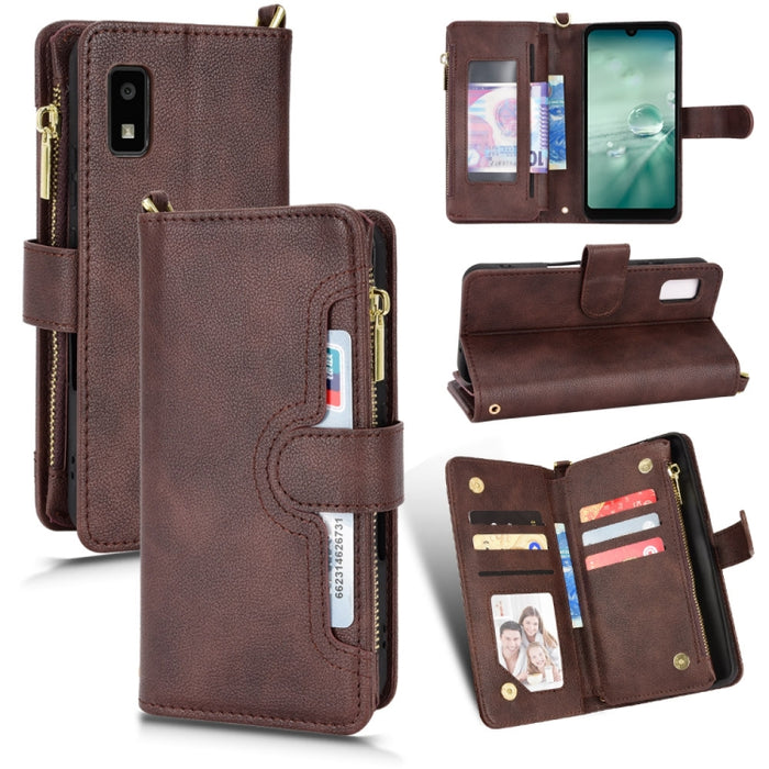 Estuche para teléfono de cuero con cremallera y textura Litchi, For Doogee S86 / S86 Pro, For Doogee S88 Pro / S88 Plus, For Doogee X96 Pro, For Sharp Aquos Zero6 / Aquos Air, For Sharp Aquos Wish, For Motorola Moto E40 / E30 / E20                     ...