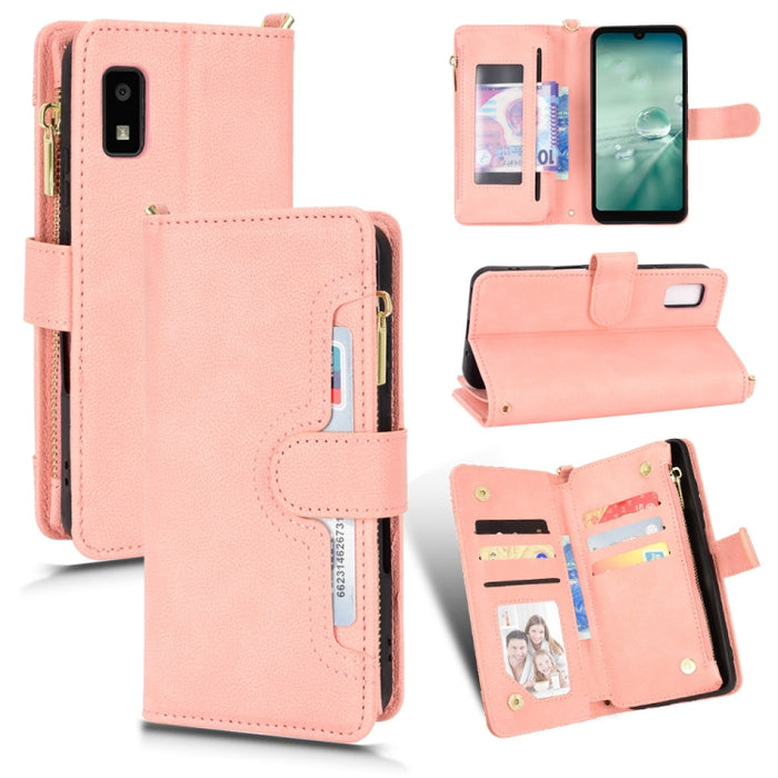 Estuche para teléfono de cuero con cremallera y textura Litchi, For Doogee S86 / S86 Pro, For Doogee S88 Pro / S88 Plus, For Doogee X96 Pro, For Sharp Aquos Zero6 / Aquos Air, For Sharp Aquos Wish, For Motorola Moto E40 / E30 / E20                     ...