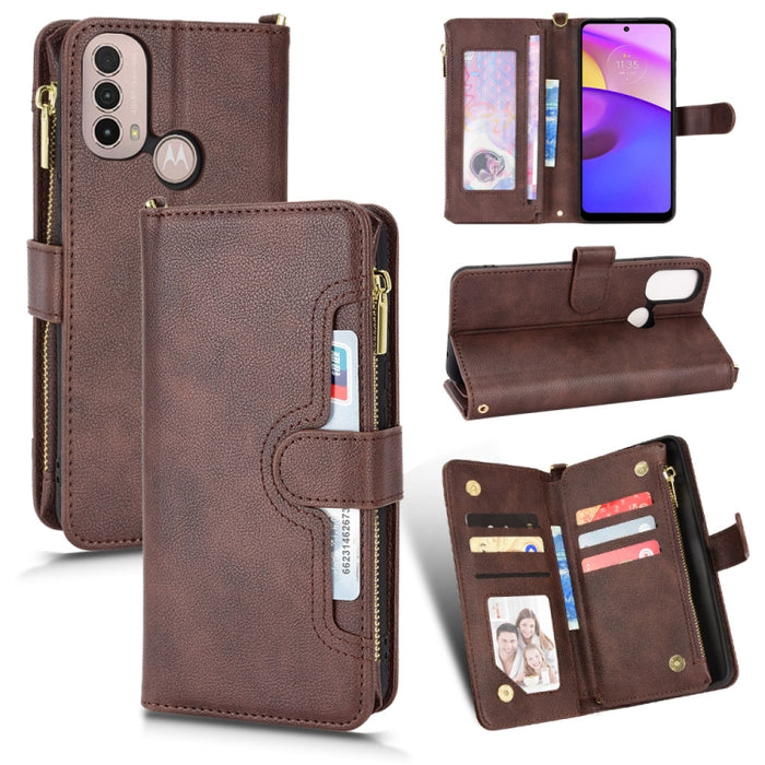 Estuche para teléfono de cuero con cremallera y textura Litchi, For Doogee S86 / S86 Pro, For Doogee S88 Pro / S88 Plus, For Doogee X96 Pro, For Sharp Aquos Zero6 / Aquos Air, For Sharp Aquos Wish, For Motorola Moto E40 / E30 / E20                     ...
