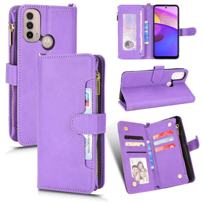 Estuche para teléfono de cuero con cremallera y textura Litchi, For Doogee S86 / S86 Pro, For Doogee S88 Pro / S88 Plus, For Doogee X96 Pro, For Sharp Aquos Zero6 / Aquos Air, For Sharp Aquos Wish, For Motorola Moto E40 / E30 / E20                     ...