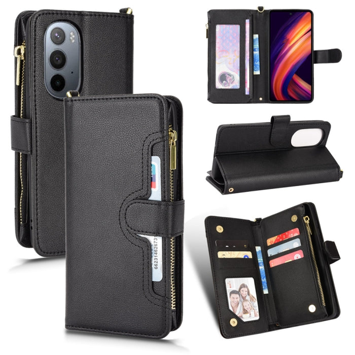 Estuche para teléfono de cuero con cremallera y textura Litchi, For Doogee S86 / S86 Pro, For Doogee S88 Pro / S88 Plus, For Doogee X96 Pro, For Sharp Aquos Zero6 / Aquos Air, For Sharp Aquos Wish, For Motorola Moto E40 / E30 / E20                     ...