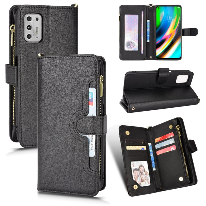Estuche para teléfono de cuero con cremallera y textura Litchi, For Doogee S86 / S86 Pro, For Doogee S88 Pro / S88 Plus, For Doogee X96 Pro, For Sharp Aquos Zero6 / Aquos Air, For Sharp Aquos Wish, For Motorola Moto E40 / E30 / E20                     ...