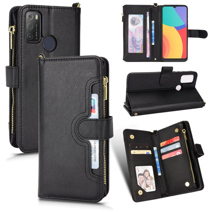 Estuche para teléfono de cuero con cremallera y textura Litchi, For Doogee S86 / S86 Pro, For Doogee S88 Pro / S88 Plus, For Doogee X96 Pro, For Sharp Aquos Zero6 / Aquos Air, For Sharp Aquos Wish, For Motorola Moto E40 / E30 / E20                     ...
